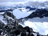 Pohľad z Galdhopiggenu na ,,Domov obrov,, pohorie Jotunheimen...