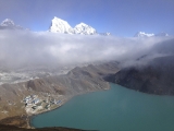 A pohľad z vrcholu kopca Gokyo Peak...